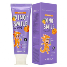 Детская гелевая зубная паста с ксилитом и вкусом манго, 60 гр | Consly Dino's Smile Kids Gel Toothpaste Mango