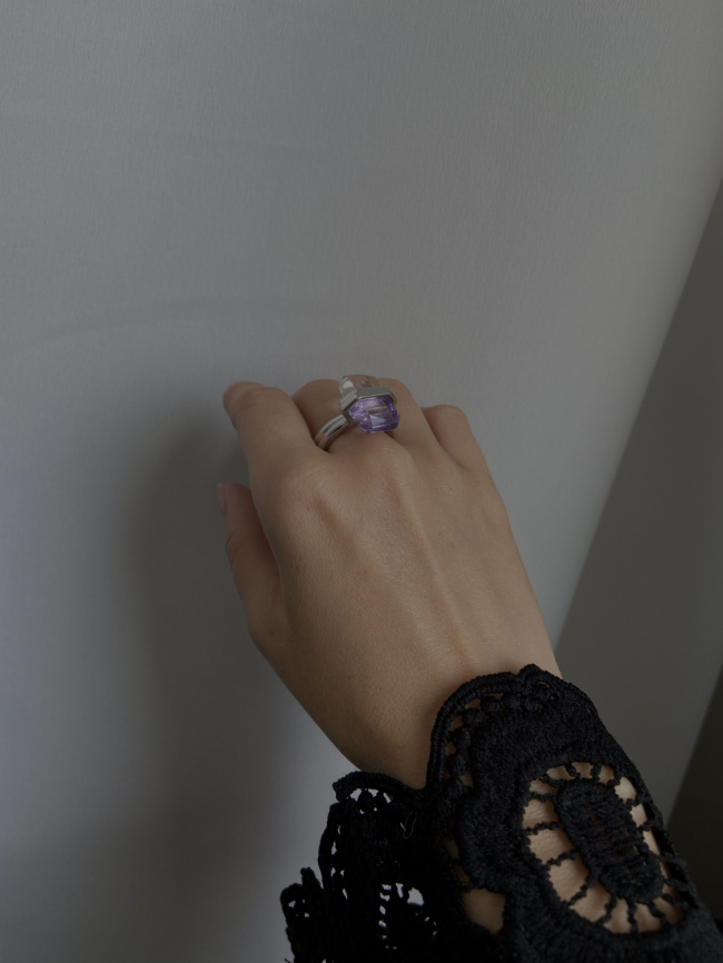 Кольцо Кристел лиловое, серебряный цвет | Cosmos фото 3