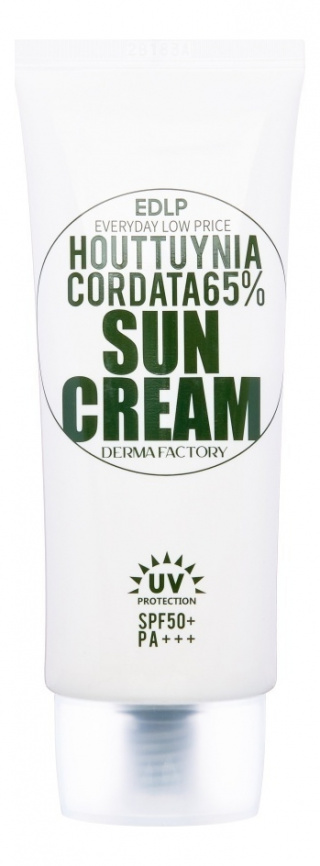 Солнцезащитный крем с экстрактом хауттюйнии, 50 мл | Derma Factory Houttuynia Cordata 65% Sun Cream фото 1