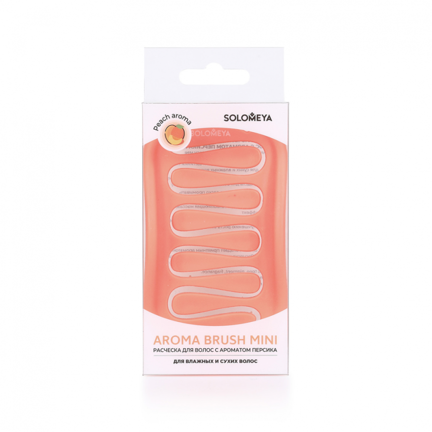 Расческа для волос с ароматом персика мини, 1 шт | SOLOMEYA Aroma Brush For Wet&Dry Hair Peach Mini фото 1