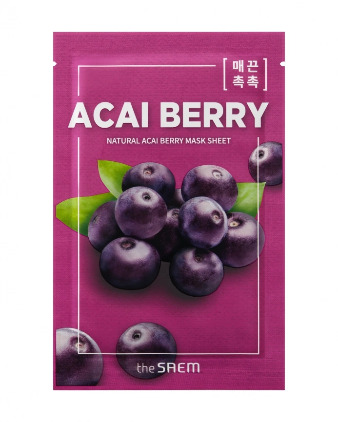 Маска тканевая с экстрактом ягод асаи, 21 мл | THE SAEM Natural Acai Berry Mask Sheet фото 1