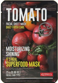 Маска для лица тканевая ТОМАТ, 25 мл | DERMAL It's Real Superfood Mask Tomato