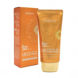 Солнцезащитный крем с ромашкой, 70 гр | DEOPROCE UV DEFENCE SOFT DAILY SUN CREAM SPF50+ PA++++