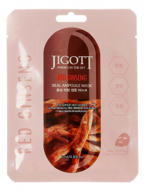 Ампульная маска с красным женьшенем, 27 мл | JIGOTT RED GINSENG REAL AMPOULE MASK