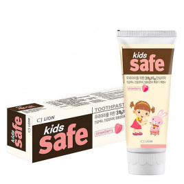 Зубная паста детская со вкусом клубники от 3 до 12 лет, 90 гр | LION Kids Safe Toothpaste Strawberry