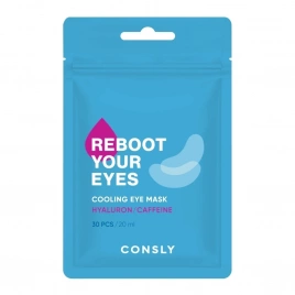 Охлаждающие тканевые патчи , 30 шт | Consly Eyes Reboot Hyaluronic Acid & Caffeine Cooling Eye Mask