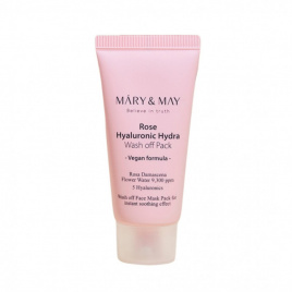 Глиняная маска экстрактом розы и гиалуроновой кислотой (миниатюра), 30 гр | Mary&May Rose Hyaluronic Hydra Glow Wash Off Pack