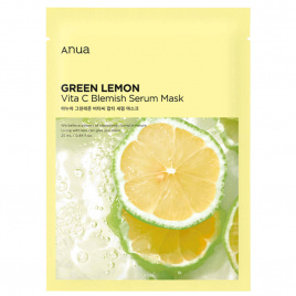 Осветляющая тканевая маска с цитрусовыми экстрактами, 25 мл | ANUA Green Lemon Vita C Blemish Serum Mask 