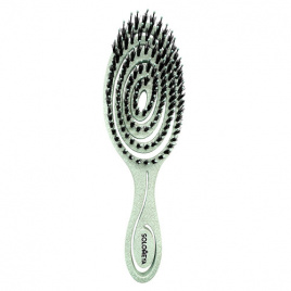 Подвижная био-расческа для волос c натуральной щетиной (зеленая), 1 шт | SOLOMEYA Detangling Bio Hair Brush With Natural Boar Bristle Green