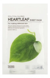 Успокаивающая тканевая маска с хауттюнией, 25 мл | TENZERO SOLUTION CALMING HEARTLEAF SHEET MASK