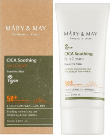 Увлажняющий солнцезащитный крем, 50 мл | Mary&May Cica Soothing Sun Cream SPF50+ PA++++