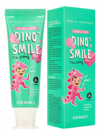 Детская гелевая зубная паста с ксилитом и вкусом жвачки, 60 гр | Consly Dino's Smile Kids Gel Toothpaste Bubble Gum