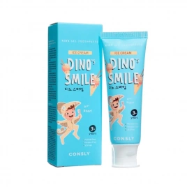 Детская гелевая зубная паста с ксилитом и вкусом пломбира, 60 гр | Consly Dino's Smile Kids Gel Toothpaste Ice Cream