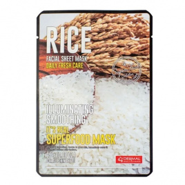 Маска для лица тканевая РИС, 25 мл | DERMAL It's Real Superfood Mask Rice
