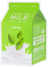 Тканевая маска успокаивающая с экстрактом зеленого чая и гамамелиса, 21 мл | A'PIEU Green Tea Milk One-Pack