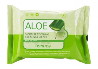 Очищающие увлажняющие салфетки с экстрактом алоэ, 30шт | FarmStay Aloe Moisture Soothing Cleansing Tissue