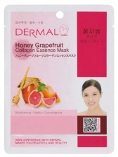 Маска для лица тканевая мед, грейпфрут и коллаген, 23 гр | DERMAL Honey Grapefruit Collagen Essence Mask