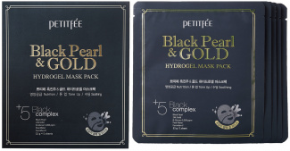 Набор гидрогелевых масок для лица с черным жемчугом и золотом, 5 шт | PETITFEE Black Pearl & Gold Hydrogel Mask Pack
