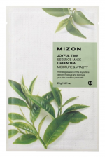 Тканевая маска для лица с экстрактом зелёного чая, 25 мл | MIZON Joyful Time Essence Mask Green Tea
