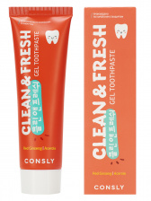 Зубная паста гелевая с экстрактами красного женьшеня и ацеролы, 105 гр | Consly Clean & Fresh Red Ginseng & Acerola Gel Toothpaste