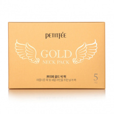Набор гидрогелевых антивозрастных масок для шеи с золотом, 5 шт | PETITFEE Gold Neck Pack