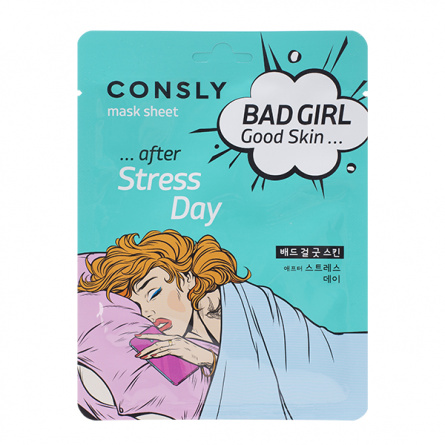 Тканевая маска с огурцом и аллантоином, 23 мл | Consly BAD GIRL - Good Skin Stress Day фото 1