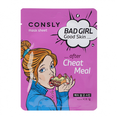 Тканевая маска с саликорнией и алоэ, 23 мл | Consly BAD GIRL - Good Skin Cheat Meal фото 1