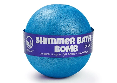 Бурлящие шарики для ванны с шиммером (синий), 120 гр | Savonry Shimmer Bath Bomb Blue фото 1