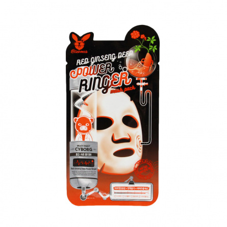 Тканевая маска для лица с Красным Женьшенем, 23 мл | Elizavecca RED gInseng DEEP PQWER Ringer mask pack фото 1