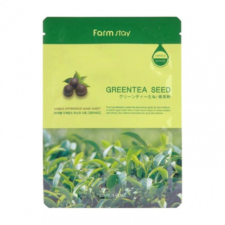 Тканевая маска с экстрактом семян зеленого чая, 23 гр | FarmStay Visible Difference Mask Sheet Green Tea S фото 1