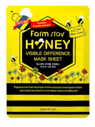 Тканевая маска для лица с экстрактом меда, 23 мл | FarmStay Visible Difference Mask Sheet Honey фото 1