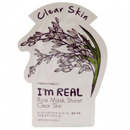 Маска тканевая с экстрактом риса, 21 мл | TONY MOLY I’m Real Rice Mask Sheet Clear Skin фото 1