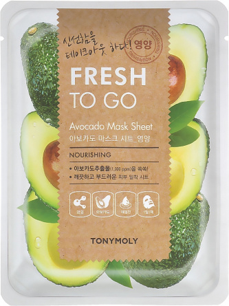 Тканевая маска с экстрактом авокадо, 22 мл | TONY MOLY Fresh To Go Avocado Mask Sheet  фото 1