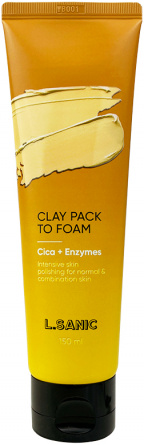 Глиняная маска-пенка для с центеллой азиатской и энзимами, 150 мл | L.SANIC Cica & Enzymes Clay Pack to Foam фото 1