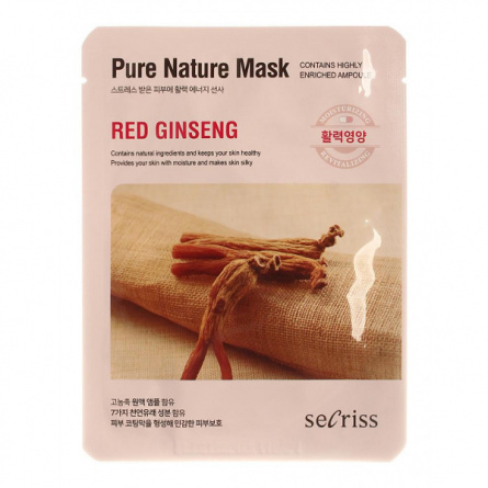 Маска для лица тканевая с красным женьшенем, 25 мл | ANSKIN Secriss Pure Nature Mask Pack - Red ginseng фото 1