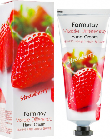 Крем для рук с экстрактом клубники, 100 мл | FarmStay Visible Difference Hand Cream Strawberry фото 1