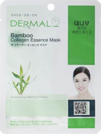 Маска для лица тканевая БАМБУК и КОЛЛАГЕН, 23 гр | DERMAL Bamboo Collagen Essence Mask фото 1