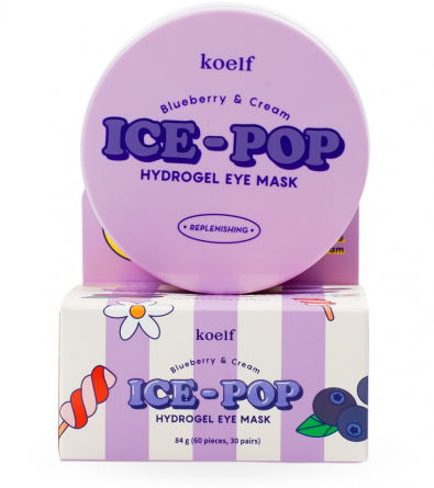 Набор гидрогелевых патчей для век с черникой и сливками, 60 шт | KOELF Blueberry&Cream Ice-Pop Hydrogel Eye Mask фото 2