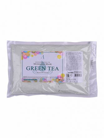 Маска альгинатная с экстрактом зеленого чая успокаивающая, антиаксидантная (пакет), 240 гр | ANSKIN Green Tea Modeling Mask Refill фото 1