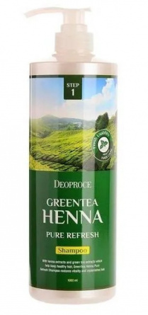Шампунь для волос с зеленым чаем и хной, 1000 мл | DEOPROCE GREENTEA HENNA PURE REFRESH фото 1