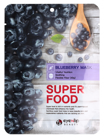 Маска для лица тканевая с черникой, 23 мл | EYENLIP SUPER FOOD BLUEBERRY MASK  фото 1