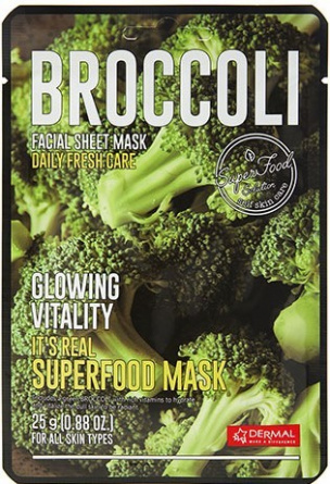 Маска для лица тканевая БРОККОЛИ, 25 мл | DERMAL It's Real Superfood Mask Broccoli фото 1