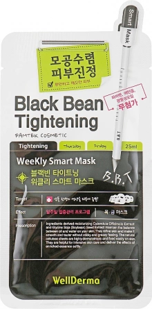 Тканевая маска для лица сужение пор, 25 мл | WELLDERMA Black Bean Tightening Weekly Smart Mask фото 1