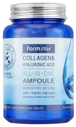 Многофункциональная ампульная сыворотка с коллагеном и гиалуроновой кислотой, 250 мл | FarmStay All In One Ampoule Collagen&Hyaluronic Acid фото 1