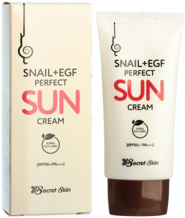 Крем солнцезащитный SPF50+++ с улиткой, 50 мл | SECRET SKIN SNAIL+EGF PERFECT SUN CREAM  фото 1