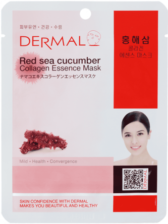 Маска для лица тканевая экстракт трепанга и коллаген, 23 гр | DERMAL Red Sea Cucumber Essence Mask фото 1