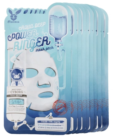 Тканевая маска для лица УВЛАЖНЕНИЕ, 10 шт | Elizavecca Aqua Deep Power Ringer Mask Pack фото 1