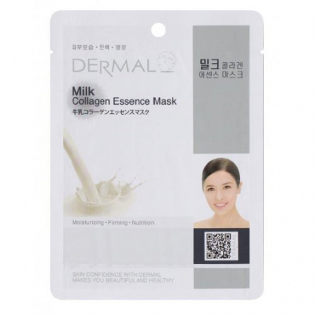 Маска для лица тканевая молочные протеины и коллаген, 23 гр | DERMAL Milk Collagen Essence Mask фото 1