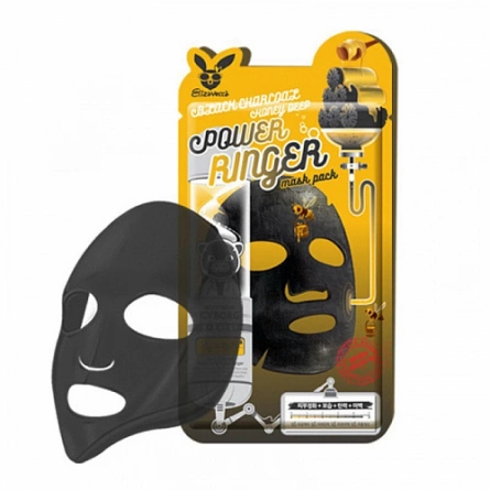 Тканевая маска для лица с углем и медом, 23мл | Elizavecca Black Charcoal Honey DEEP POWER Ringer mask pack фото 1