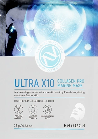 Маска тканевая ультраувлажняющая, 25 гр | ENOUGH Ultra X10 Collagen Pro Marine Mask фото 1